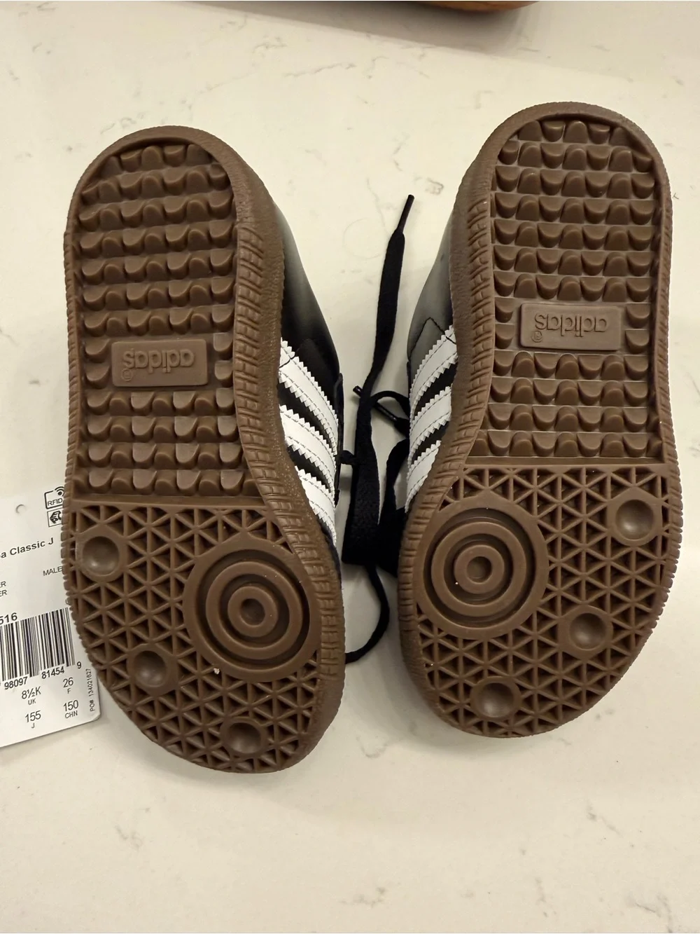adidas Kids Samba Black and White Leather Sneakers